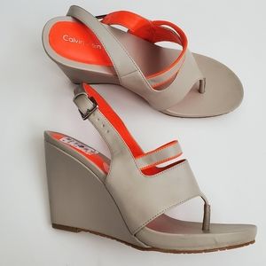 Calvin Klein ORIAN Leather Wedge Heels 9
